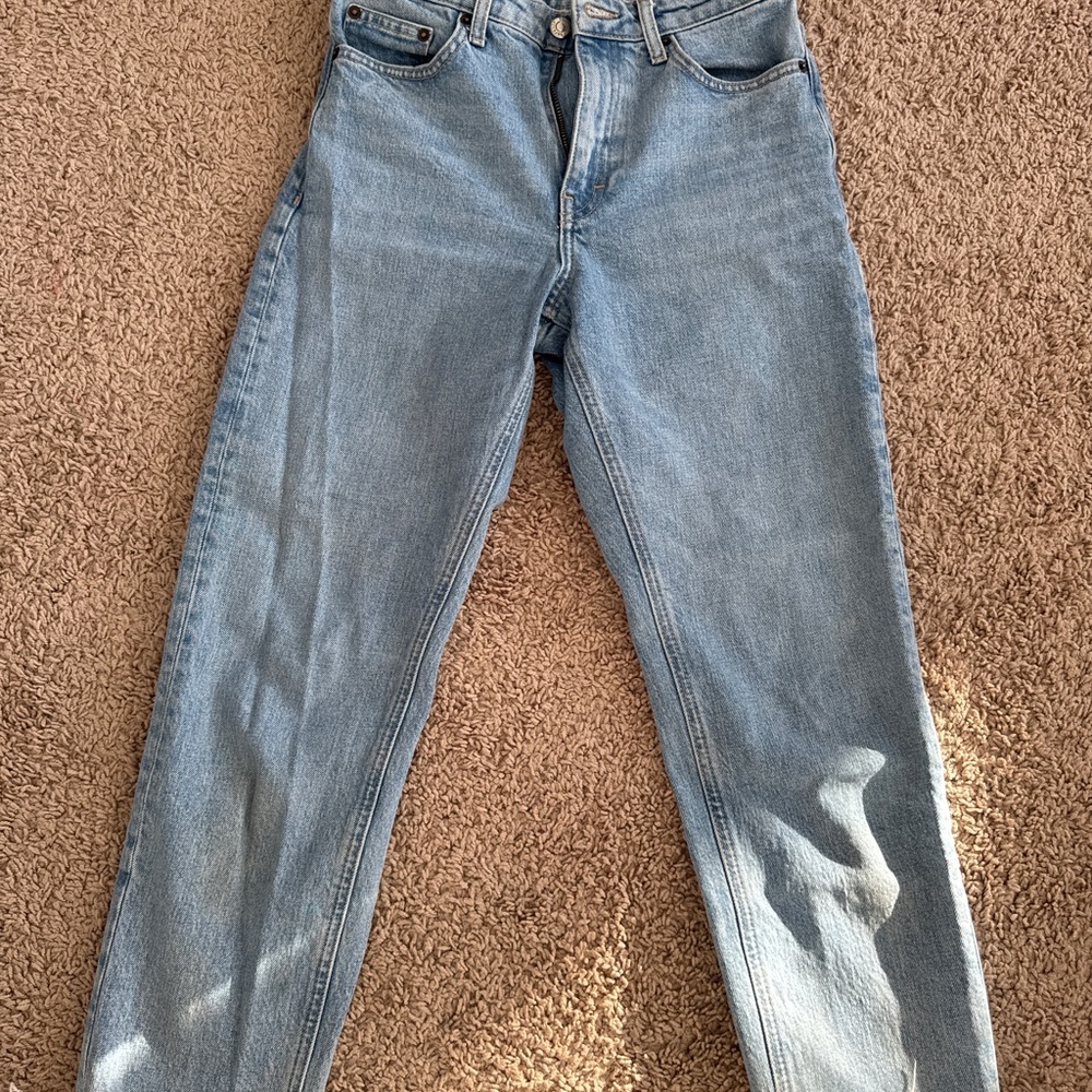 Topshop Light Blue Straight Leg Jeans